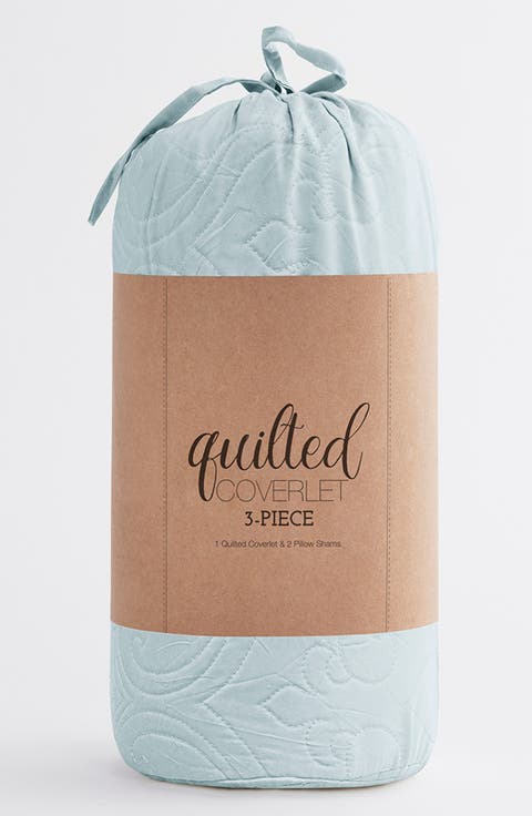 HOME SPUN Premium Ultra Soft Damask Pattern Quilted Coverlet Set