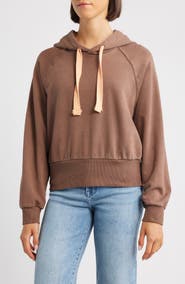 CITY BLUES Crop Cotton Hoodie