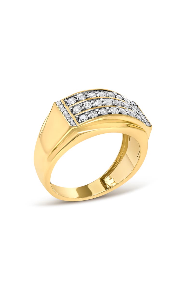Haus of Brilliance Men's 14K Yellow Gold Plated Sterling Silver 3/4 Cttw Diamond 3 Row Band Ring, Alternate, color, Yellow Gold Over Silver