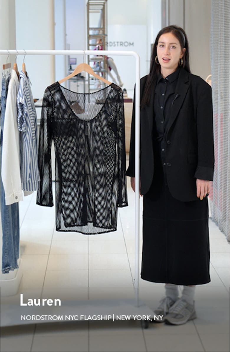 Surf Long Sleeve Sheer Mesh Cover-Up Minidress, sales video thumbnail