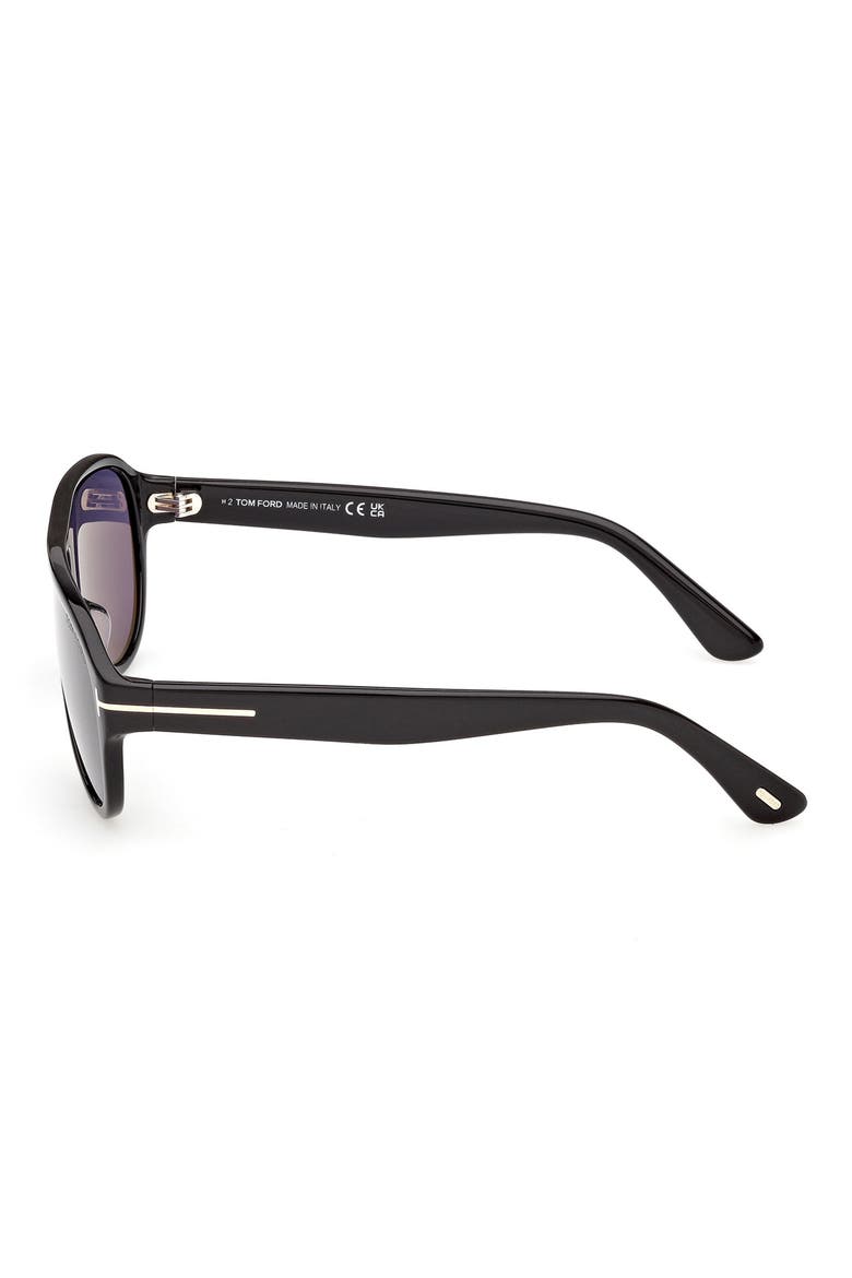 61mm Pilot Sunglasses, Alternate, color, BLACK / T/ LOGO / BLUE LENS