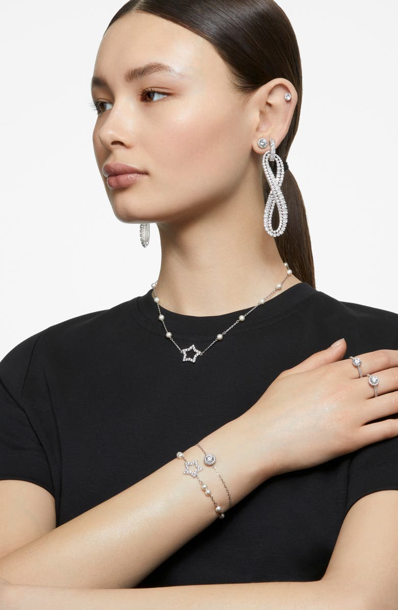 Swarovski Una Ring, Alternate, color, White/ Silver