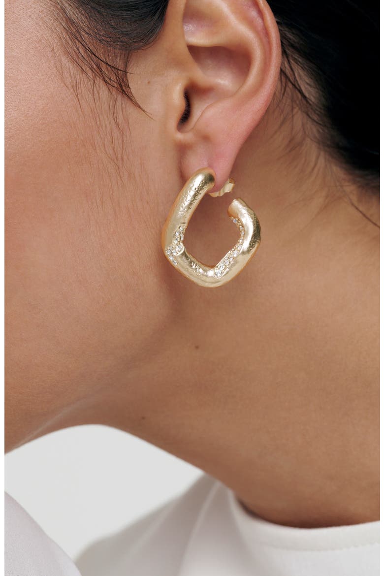 Fatima Crystal Frost Hoop Earrings, Alternate, color, GOLD TONE CLEAR CRYSTAL