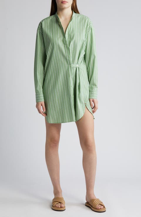 Mills Stripe Long Sleeve Cotton Shirtdress
