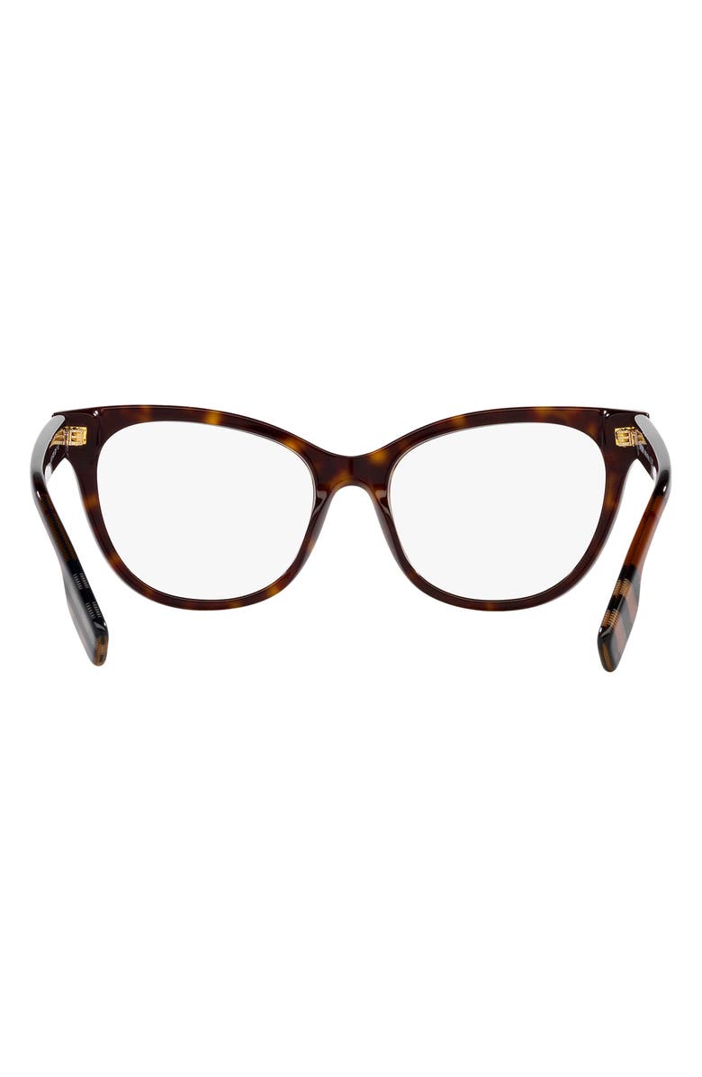 Burberry Evelyn 53mm Cat Eye Optical Glasses, Alternate, color, Dark Havana