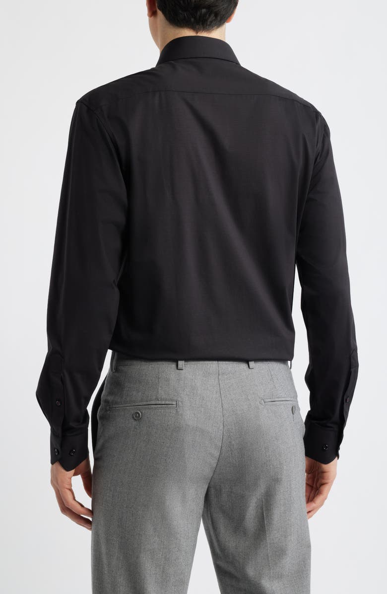DANIEL HECHTER Modern Fit Solid Black Knit Cotton Dress Shirt, Alternate, color, Black