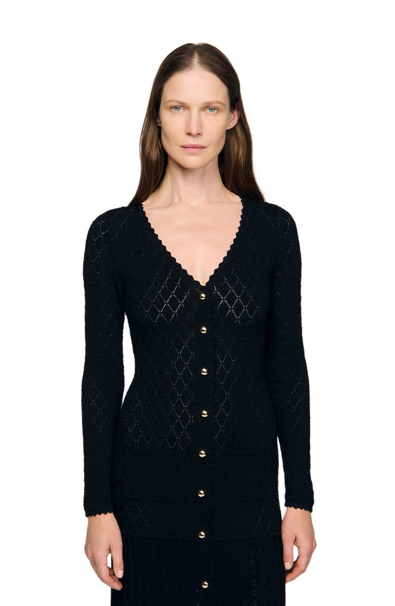 SANDRO Fancy knit maxi dress, Alternate, color, Black