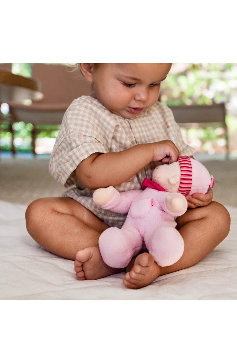 HABA Doll Snug Up Luisa 8" My First Baby Doll, Machine Washable & Safe for Birth & Up, Newborn Toys for Baby Shower Gifts, Alternate, color, Pink Multi