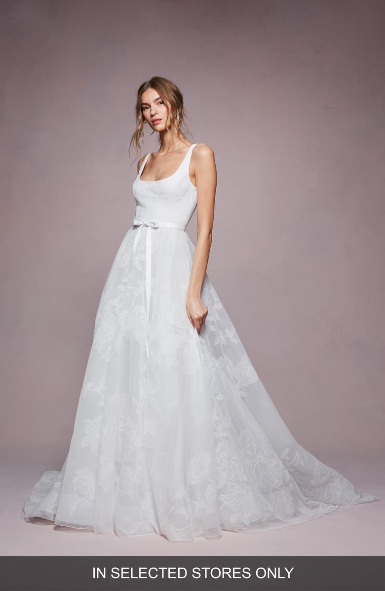 Marchesa Notte Bea Embroidered Ballgown Wedding Dress, Main, color, 
