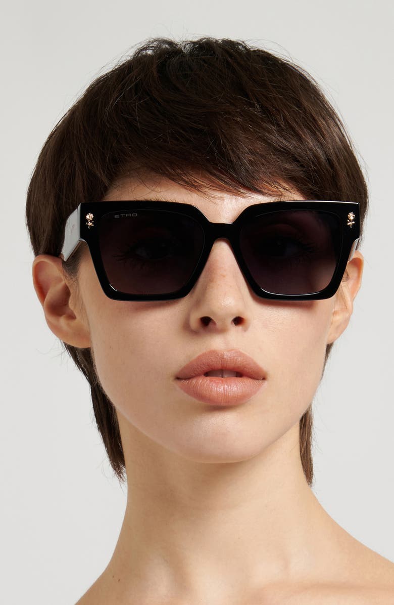 Etro 55mm Gradient Rectangular Sunglasses, Alternate, color, Black/ Dark Grey Sf