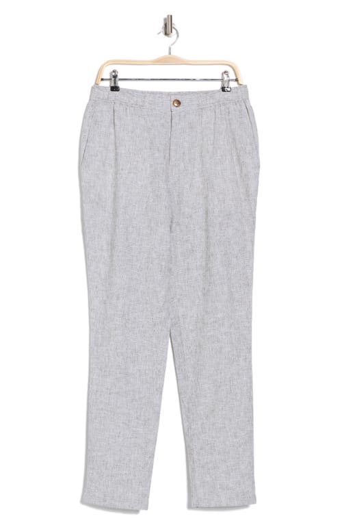 14th & Union Elastic Waist Linen Blend Trim Fit Pants In Olive Night- White Eoe