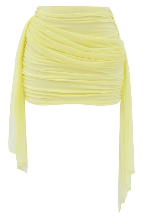 Mistress Rocks Gathered Drape Miniskirt In Lemon Lime