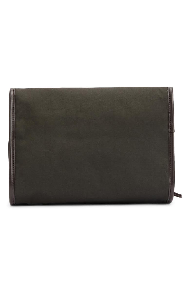 Barbour Waxed Cotton Hanging Wash Bag, Alternate, color, Olive/ Beacon