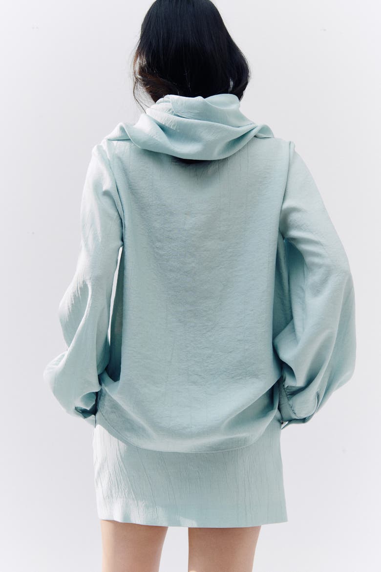 Scarf-detail Shirt, Alternate, color, Light dusty turquoise