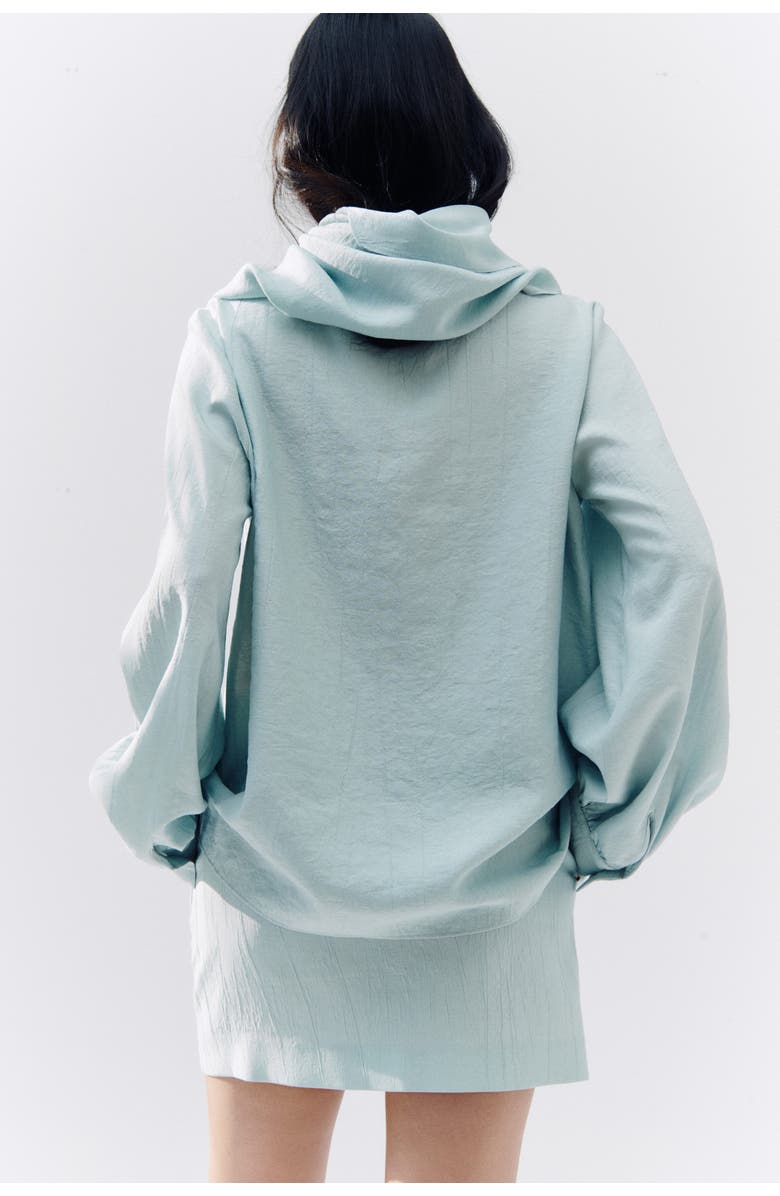 H&M Scarf-detail Shirt, Alternate, color, Light Dusty Turquoise