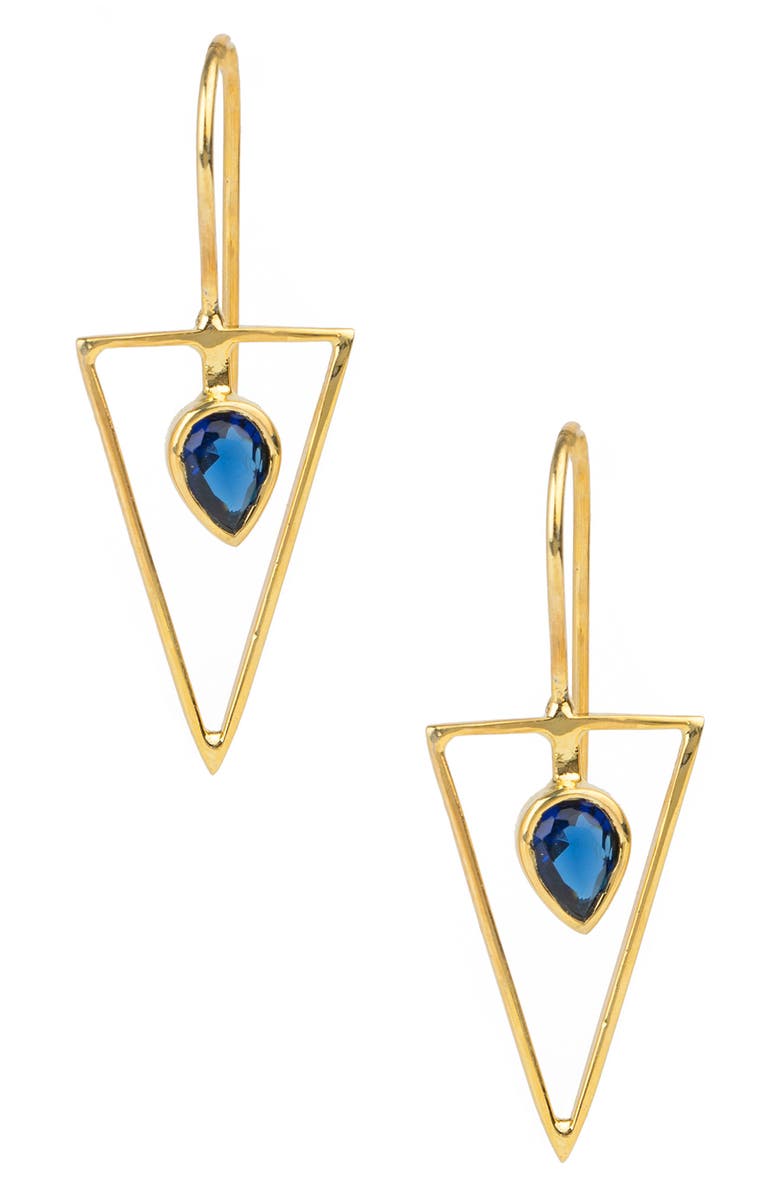 SAACHI 14K Gold Plated Triangle Drop Earrings, Main, color, 