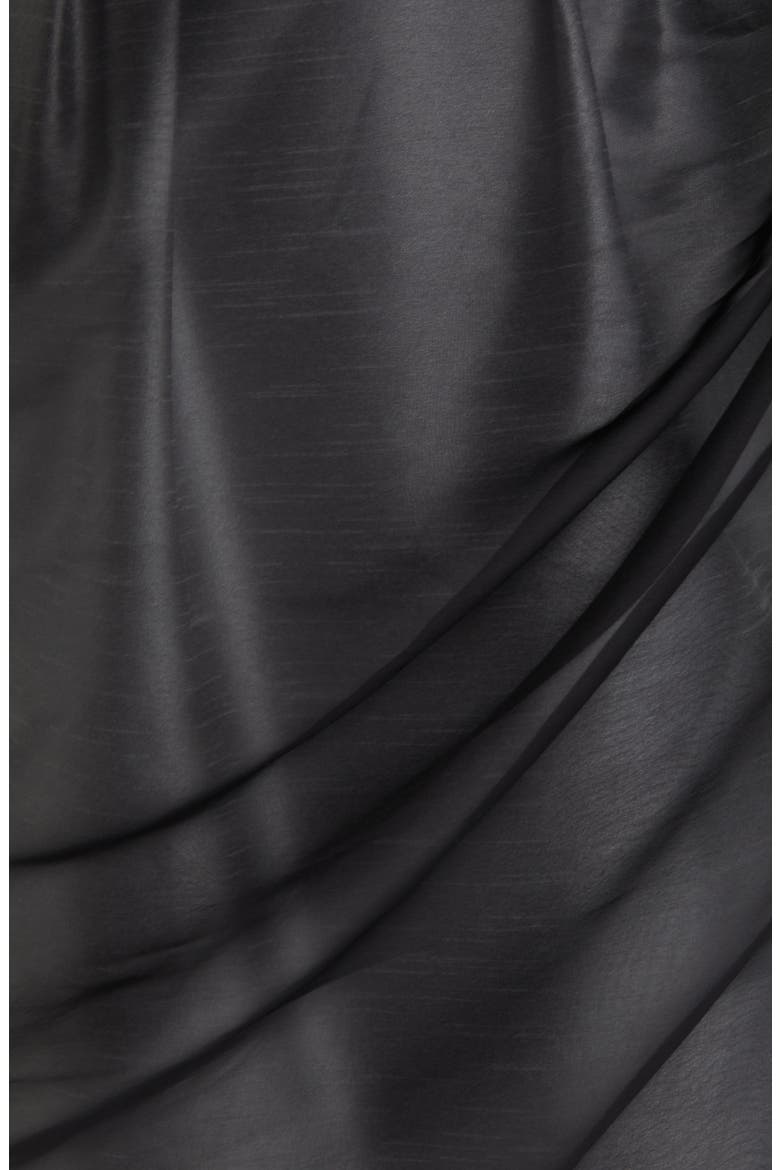 Satin Border Silk Chiffon Scarf, Alternate, color, BLACK