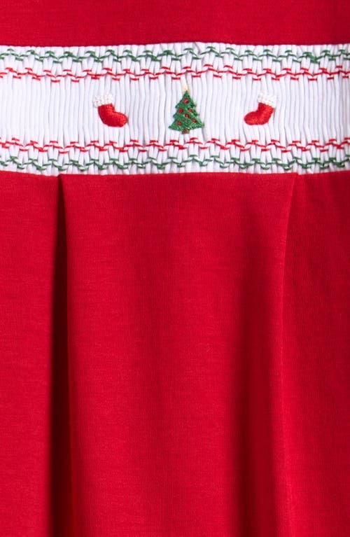 Kissy Kissy Christmas Embroidered Cotton Velveteen Footie In Red