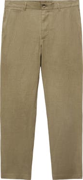 MANGO Slim Fit Flat Front Linen Pants