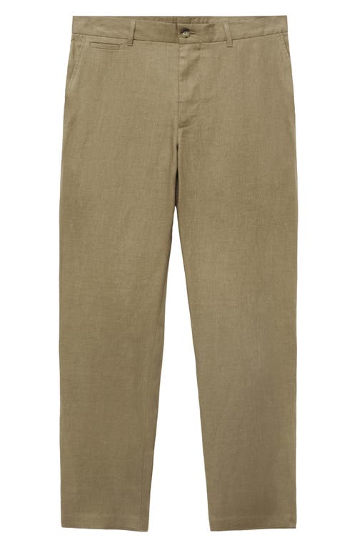 Mango Slim Fit Flat Front Linen Pants In Brown
