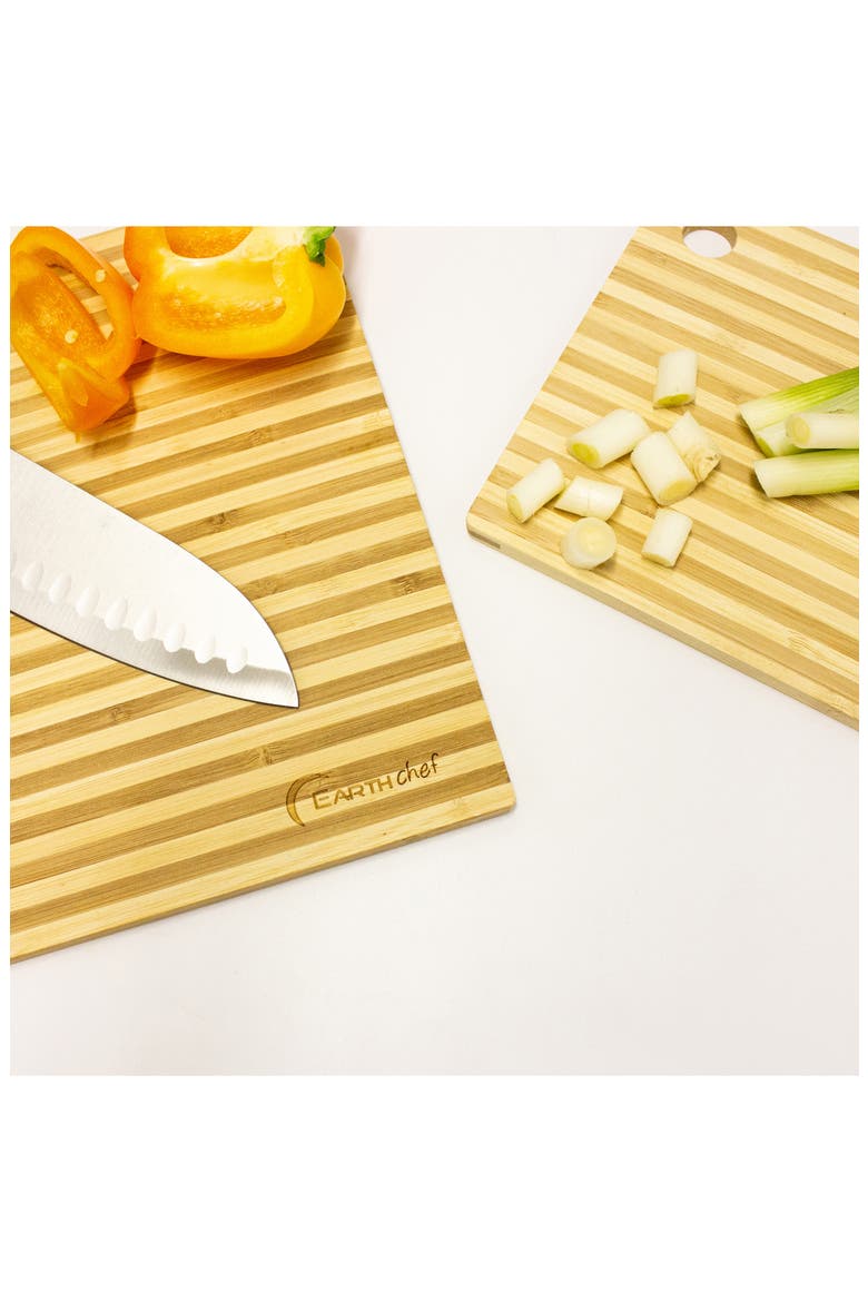 Natural Bamboo Prep Board 2-Piece Set, Alternate, color, no color
