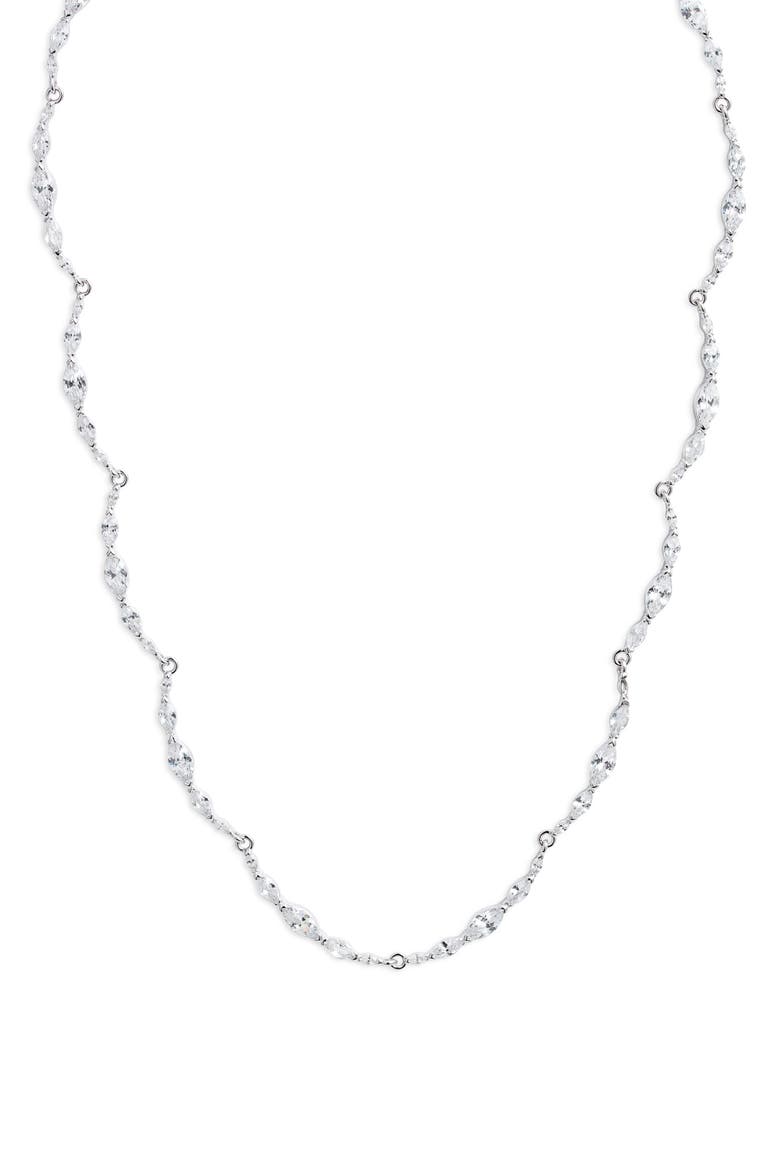 Dainty Cubic Zirconia Collar Necklace, Main, color, CLEAR- SILVER