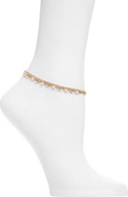 NORDSTROM RACK Double Layer CZ & Faux Pearl Anklet