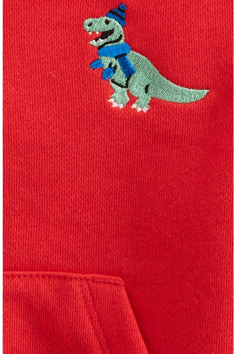 Faux Fur Lined Hooded Jacket, Alternate, color, RED T-REX SCARF EMBROIDERY