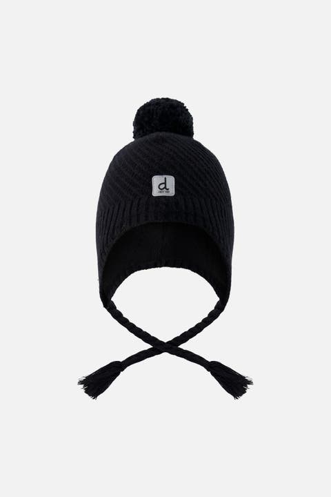 Fleece-Lined Knit Pompom Hat