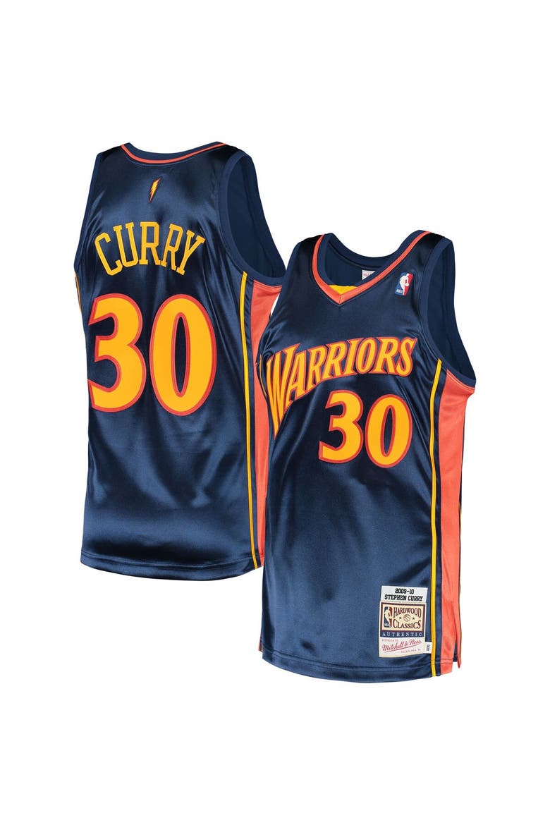 Men's Mitchell & Ness Stephen Curry Navy Golden State Warriors 2009/10 Hardwood Classics Authentic Jersey, Main, color, Navy