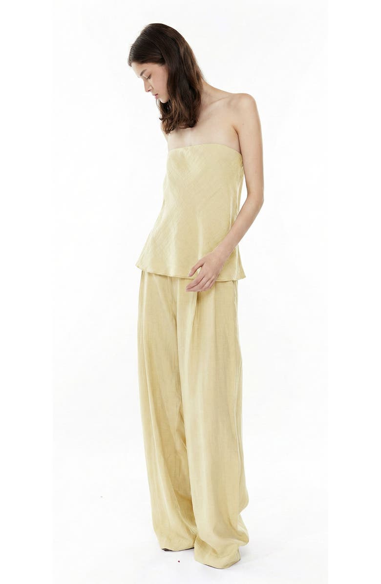 Mother of All Hedi Mid Waist Tailored Linen Pants, Alternate, color, Yellow