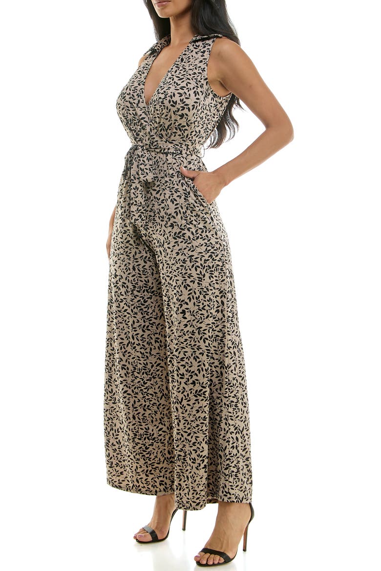 Sleeveless Faux Wrap Jumpsuit, Alternate, color, BLACK/MINK COMBO