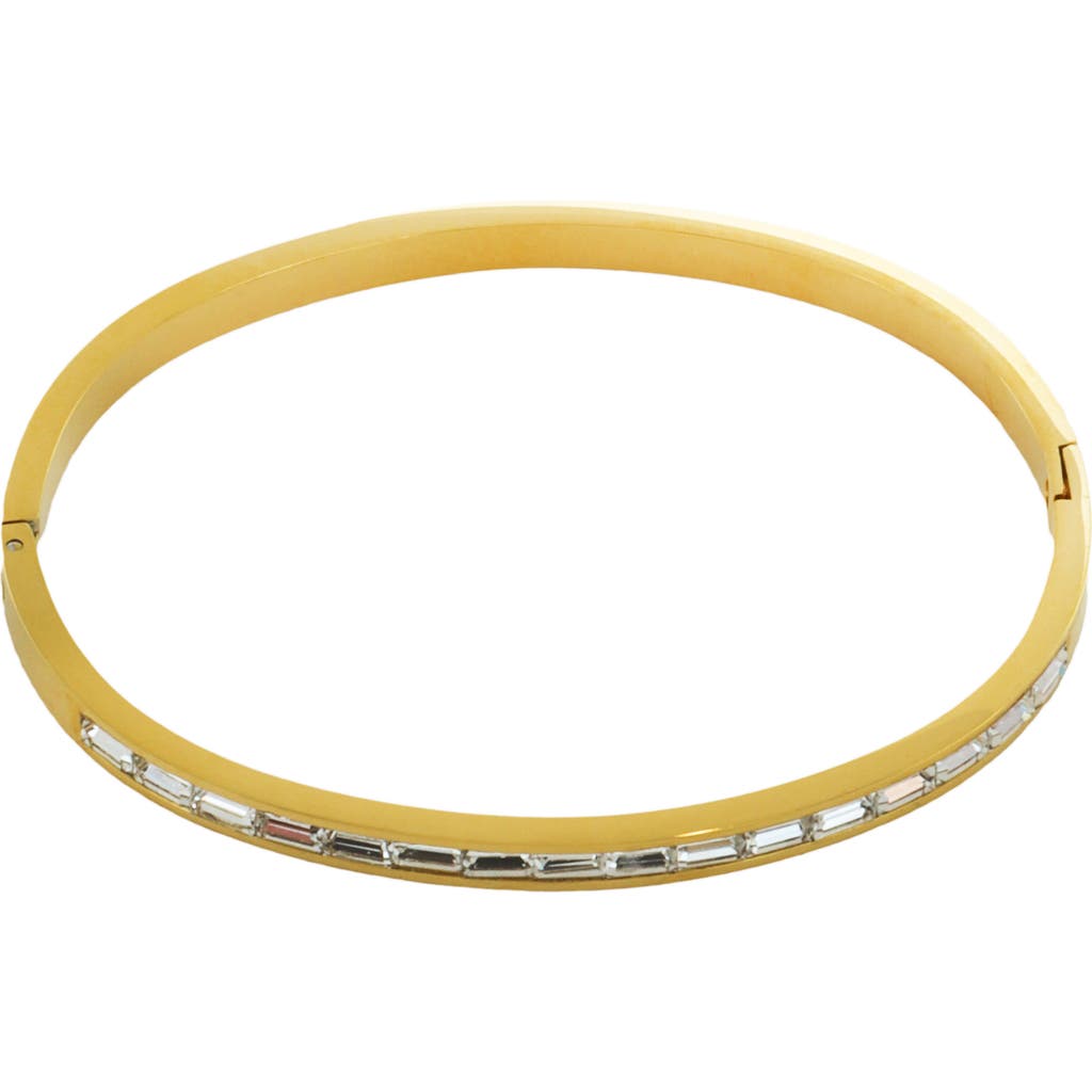 Panacea Baguette Crystal Skinny Hinged Bracelet In Gold