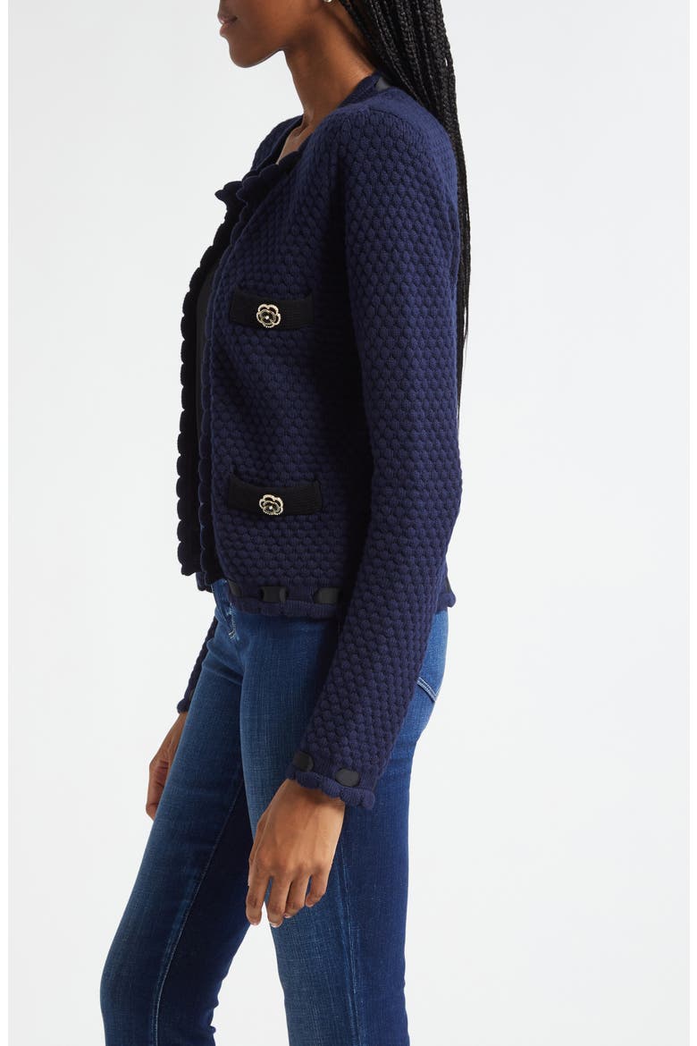 Astor Contrast Trim Cardigan, Alternate, color, MIDNIGHT/BLACK