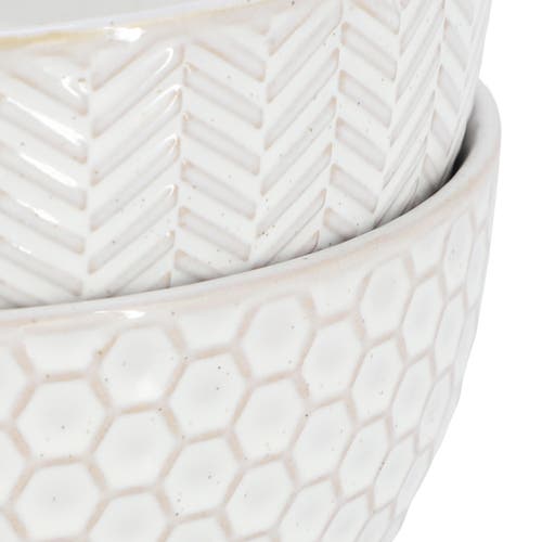Gibson Elite Earlhart 2 Piece 6 Inch Ribbed Stoneware Cereal Bowl Set In White
