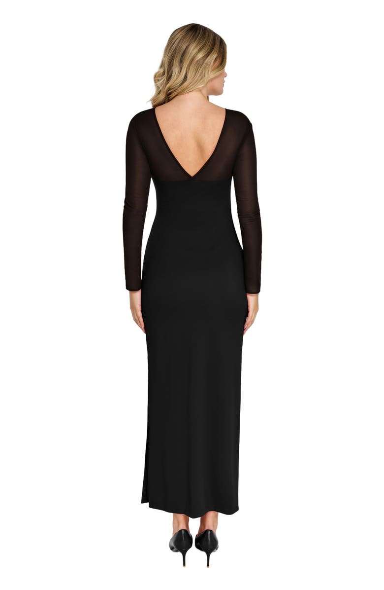 Popilush Shapewear Mesh Long Sleeve V-Back Slimming Maxi Dress, Alternate, color, 