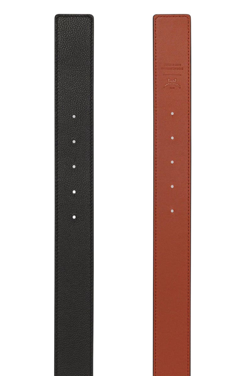 MCM Claus Fluted Reversible Belt, Alternate, color, Black