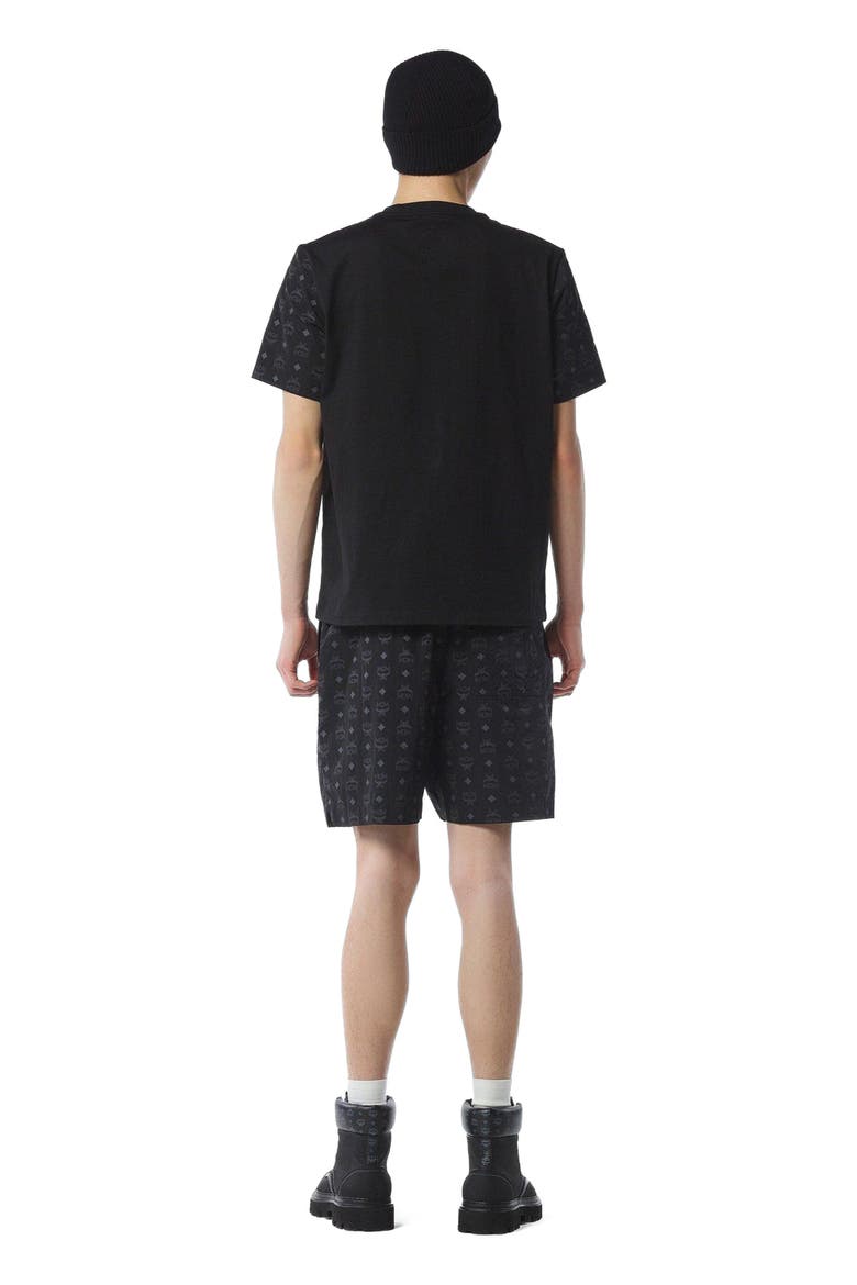 Monogram Print Shorts in ECONYL®, Alternate, color, Black