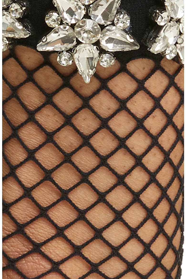 Crystal Couture Fishnet Crew Socks, Alternate, color, BLACK