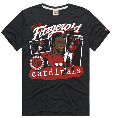 Unisex Homage Larry Fitzgerald Charcoal Arizona Cardinals Classic Illustration Tri-Blend T-Shirt