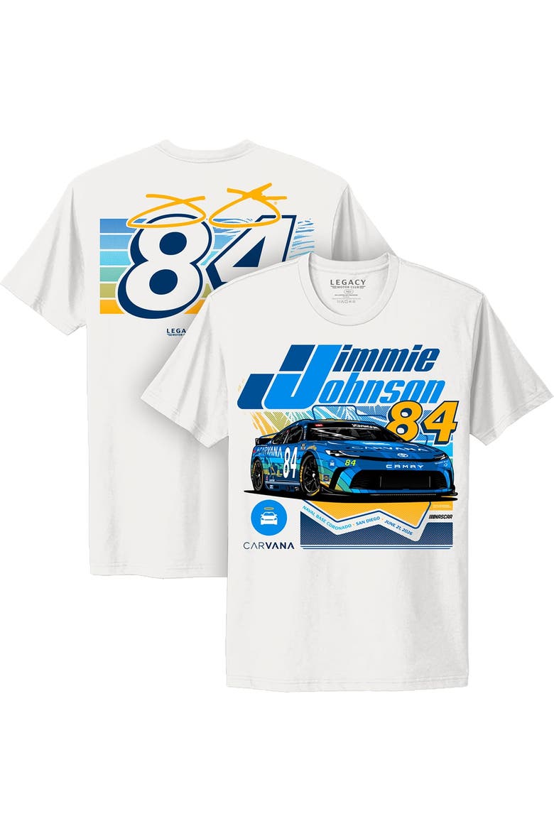 Men's Classic Ink White Jimmie Johnson Carvana San Diego Paint Scheme T-Shirt, Main, color, White