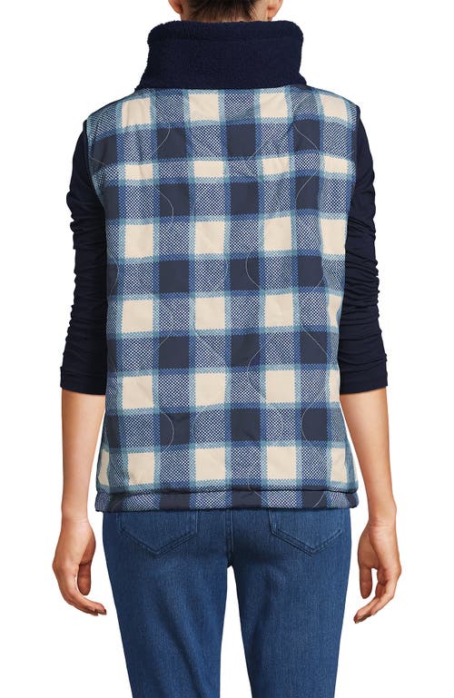 Lands' End High Pile Fleece Reversible Mixed Media Vest In Multi