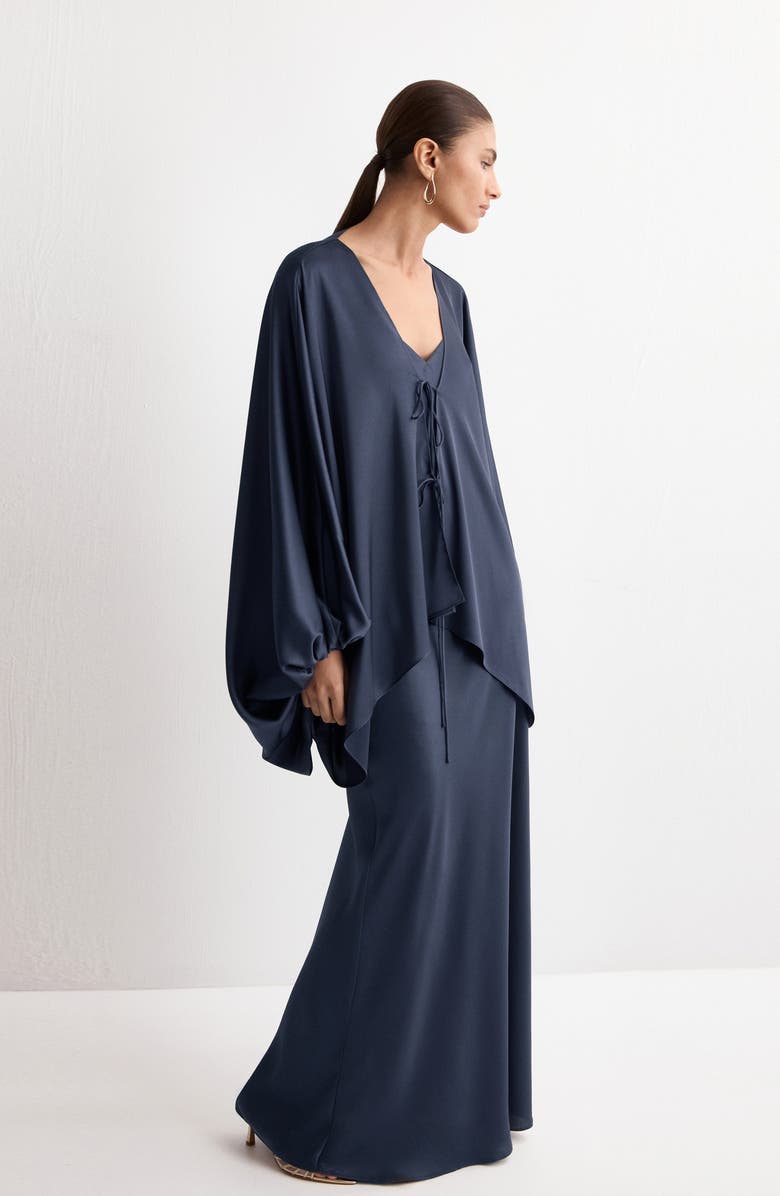 MANGO Puff Sleeve Satin Top, Alternate, color,