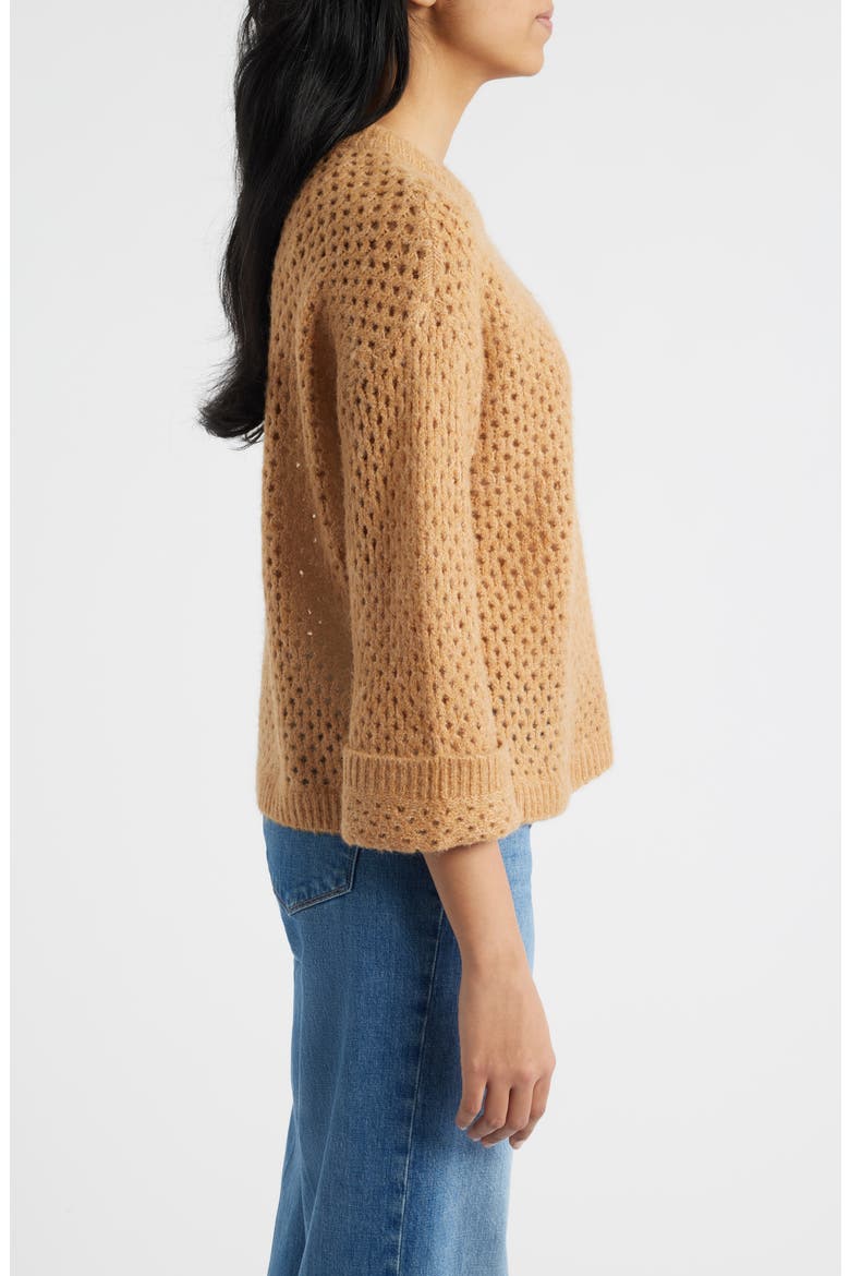 Open Stitch Cuffed Sweater, Alternate, color, BISCOTTI