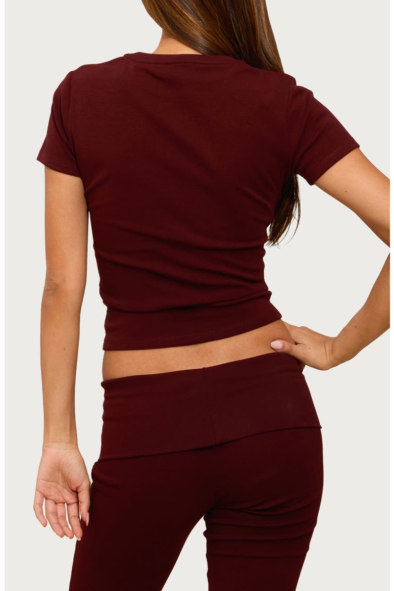 Emelia Fitted Stretch Cotton T-Shirt, Alternate, color, BURGUNDY