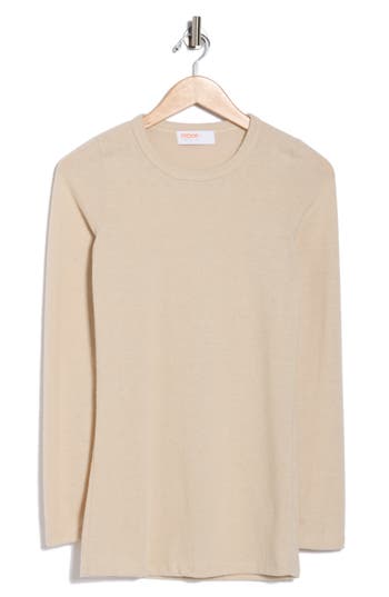 Renee C Brushed Knit Long Sleeve Top In Brown