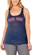 SOFT AS A GRAPE Women's Soft as a Grape Navy Boston Red Sox Plus Size Swing for the Fences Racerback Tank Top