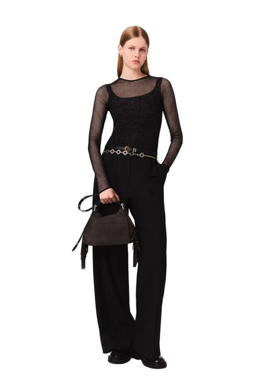 Maje Jersey Diamanté Top In Black