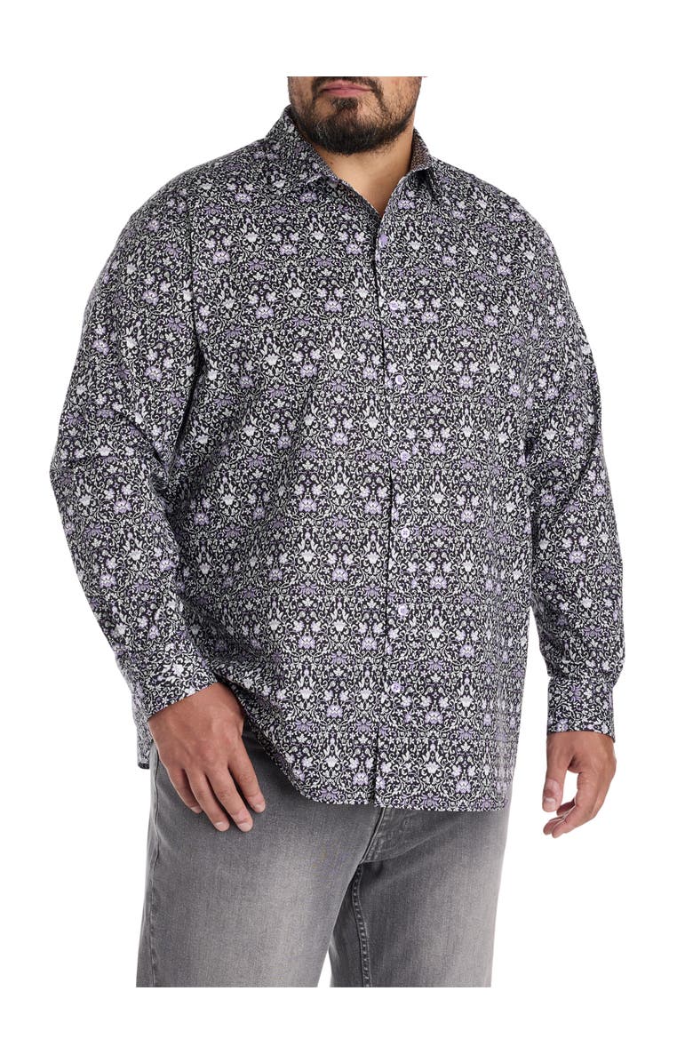 Synrgy by DXL Big & Tall Floral Sport Shirt, Alternate, color, Black Multi