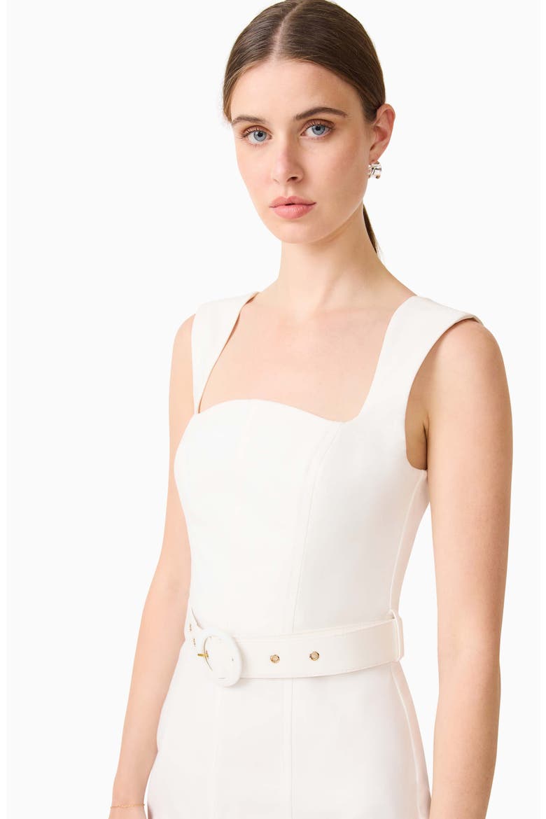 Nydia Belted Cotton Blend Sheath Dress, Alternate, color, WHITE